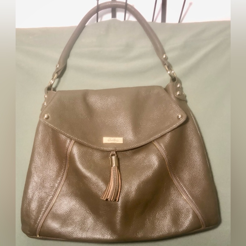 Onna Ehrlich Soft Taupe Pebbled Leather Hobo Bag/ Purse